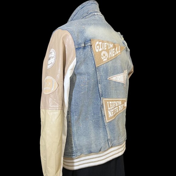 smoke rise men's jean jacket with Patches XL - Picture 10 of 16